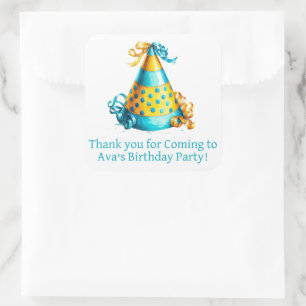 Personalisierte Geschenkaufkleber Kinderparty Quadratischer Aufkleber
