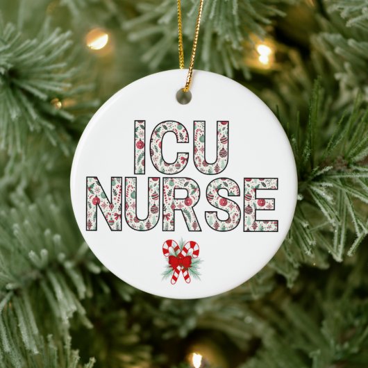 Personalisierte Geschenke der ICU-Krankenschwester Keramik Ornament (Baum)