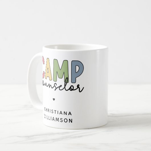 Personalisierte Geschenke für Camp-Berater Kaffeetasse (Vorderseite Links)