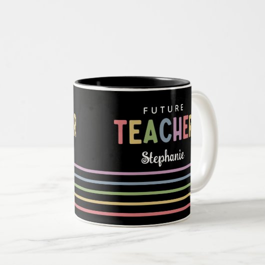 Personalisierte Geschenke für die Zukunft des Lehr Zweifarbige Tasse (VorderseiteRechts)
