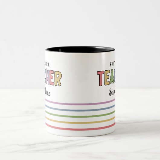 Personalisierte Geschenke für die Zukunft des Lehr Zweifarbige Tasse (Mittel)