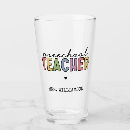 Personalisierte Geschenke für Vorschullehrer Glas (Vorderseite)