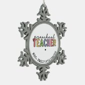 Personalisierte Geschenke für Vorschullehrer Schneeflocken Zinn-Ornament (Links)