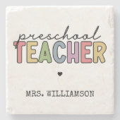 Personalisierte Geschenke für Vorschullehrer Steinuntersetzer (Vorderseite)