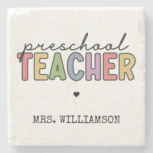 Personalisierte Geschenke für Vorschullehrer Steinuntersetzer (Vorderseite)