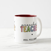 Personalisierte Geschenke für Vorschullehrer Zweifarbige Tasse (VorderseiteRechts)