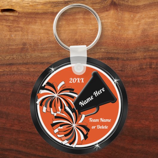 Personalisierte Geschenke in Schwarz und Orange Schlüsselanhänger (Rückseite)