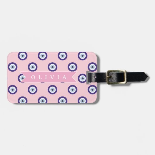 Personalisierte Geschenke mit Böser-Augen-Muster i Gepäckanhänger (Vorderseite horizontal)