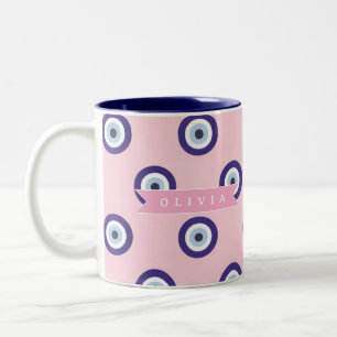 Personalisierte Geschenke mit Böser-Augen-Muster i Zweifarbige Tasse