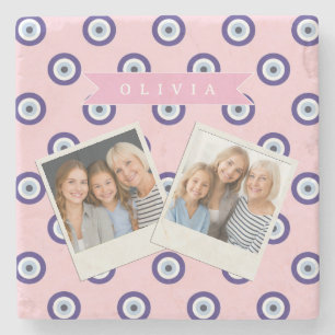 Personalisierte Geschenke mit rosa bösen Blick-Mus Steinuntersetzer