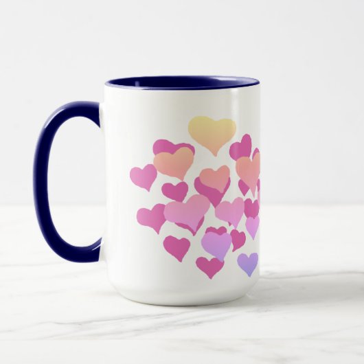 Personalisierte Geschenke Valentinstag, rosa Herze Tasse (Links)