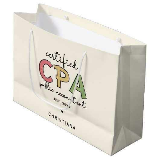 Personalisierte Geschenke von Wirtschaftsprüfern m Große Geschenktüte (Vorderseite Schrägansicht)