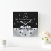 Personalisierte Geschenke zum 25-jährigen Hochzeit Quadratische Wanduhr (Zuhause)