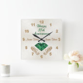 Personalisierte Geschenke zum 55. Jubiläum, Smarag Quadratische Wanduhr (Zuhause)