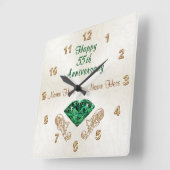 Personalisierte Geschenke zum 55. Jubiläum, Smarag Quadratische Wanduhr (Winkel)