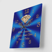 Personalisierte Geschenke zum blauen Gold Diamond Quadratische Wanduhr (Winkel)
