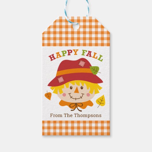 Personalisierte Geschenkmarke "Happy Fall Scarecro Geschenkanhänger (Vorderseite)