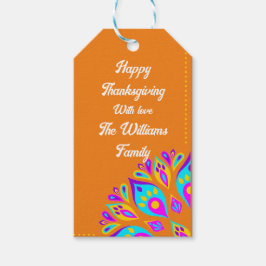 Personalisierte Geschenkmarke mit leuchtendem oran Geschenkanhänger