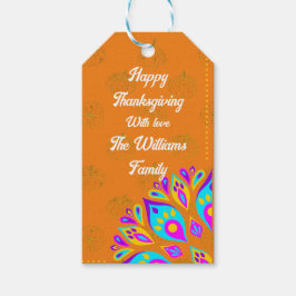 Personalisierte Geschenkmarke mit leuchtendem oran Geschenkanhänger