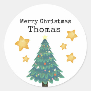 Personalisierte Geschenkname-Sticker - Weihnachtsb Runder Aufkleber