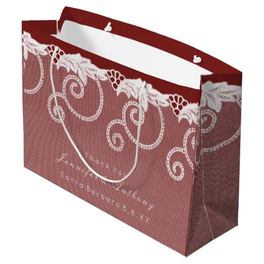 Personalisierte Geschenktasche Burgundy Red Royal Große Geschenktüte (Rückseite Schrägansicht)
