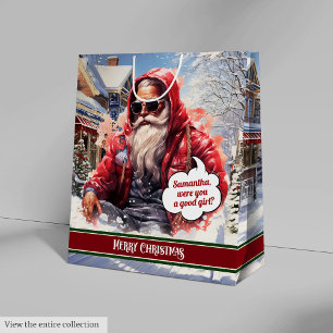Personalisierte Geschenktasche Cooler Weihnachtsma Mittlere Geschenktüte