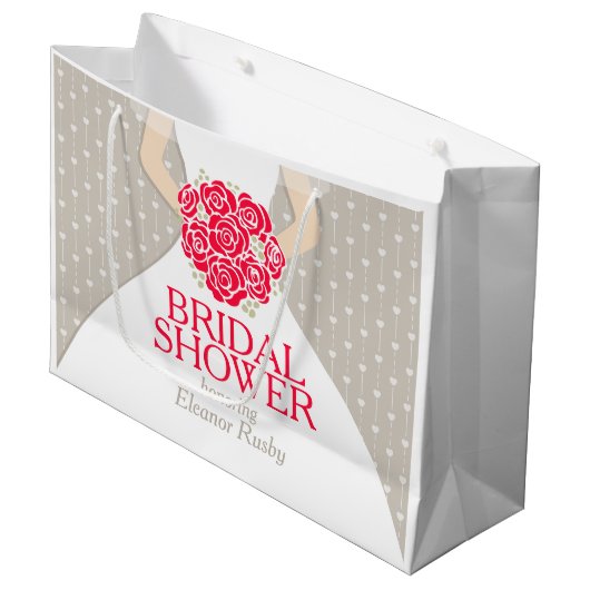 Personalisierte Geschenktasche der Brautpartybraut Große Geschenktüte (Vorderseite Schrägansicht)