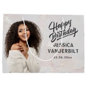 Personalisierte Geschenktasche für elegantes Foto Große Geschenktüte (Rückseite)
