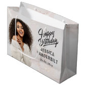 Personalisierte Geschenktasche für elegantes Foto Große Geschenktüte (Vorderseite Schrägansicht)
