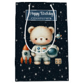 Personalisierte Geschenktasche für Weltraumbär Geb Mittlere Geschenktüte (Vorderseite)