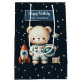 Personalisierte Geschenktasche für Weltraumbär Geb Mittlere Geschenktüte (Rückseite)