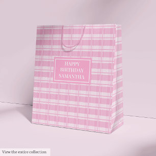 Personalisierte Geschenktasche Klassisch Rosa Karo Mittlere Geschenktüte