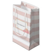 Personalisierte Geschenktasche mit rosa Streifen u Kleine Geschenktüte (Vorderseite Schrägansicht)