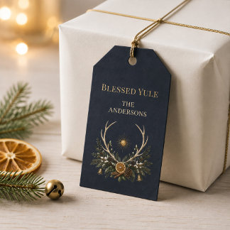 Personalisierte Gesegnete Yule-Familien-Geschenkan Geschenkanhänger
