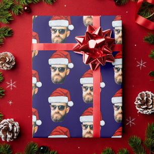 Personalisierte Gesicht Santa Hut Foto Weihnachtsg Geschenkpapier
