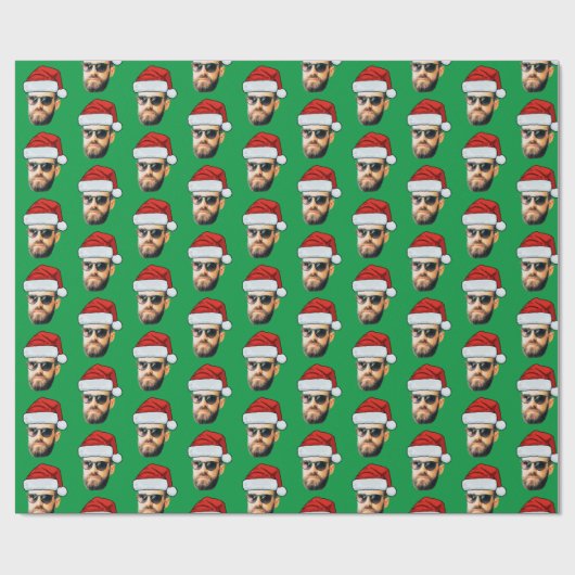 Personalisierte Gesichter Weihnachtsmannmütze Gesc Geschenkpapier (Flach)