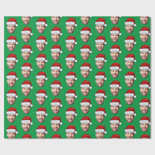 Personalisierte Gesichter Weihnachtsmannmütze Gesc Geschenkpapier (Flach)