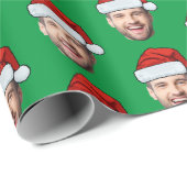 Personalisierte Gesichter Weihnachtsmannmütze Gesc Geschenkpapier (Rolleneckpunkt)
