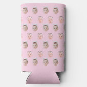 Personalisierte Gesichtshälfte 2 Fotos, benutzerde Selters Dosenkühler (Rückseite)