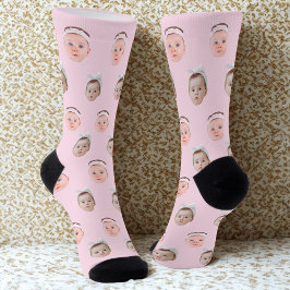 Personalisierte Gesichtshälfte 2 Fotos, benutzerde Socken