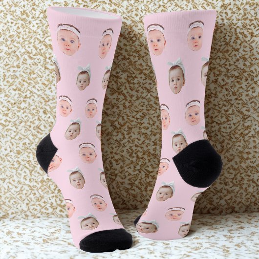 Personalisierte Gesichtshälfte 2 Fotos, benutzerde Socken