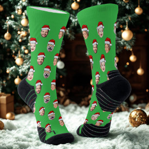 Personalisierte Gesichtssocken, Weihnachtsmannmütz Socken