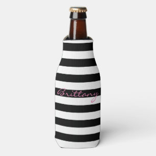 Personalisierte gestreifte Schwarzweiss-Flasche Flaschenkühler