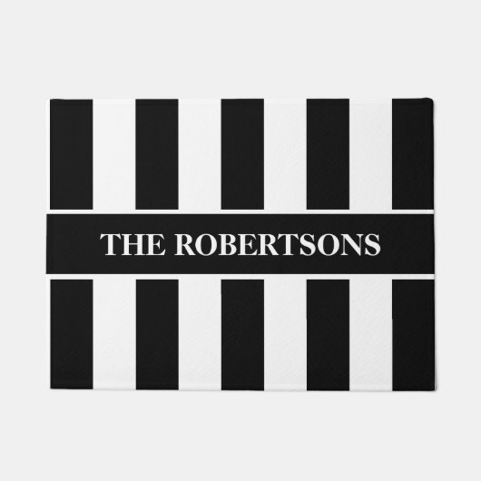 Personalisierte gestreifte Schwarzweiss-Fußmatte Fußmatte (Vorderseite)