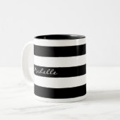 Personalisierte gestreifte Schwarzweiss-Tasse Zweifarbige Tasse (Vorderseite Links)