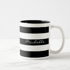Personalisierte gestreifte Schwarzweiss-Tasse Zweifarbige Tasse