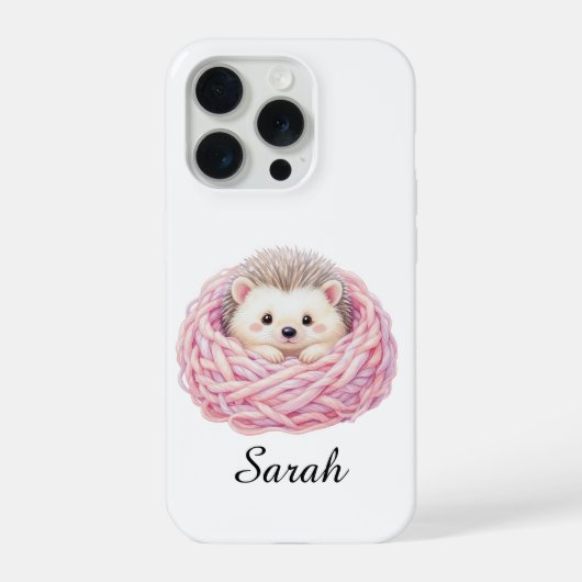 Personalisierte Gestrickte Igel iPhone 15 Pro Hüll Hülle (Rückseite)