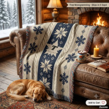 Personalisierte gestrickte Weihnachtsdecke mit Mon