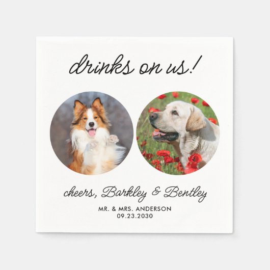 Personalisierte Getränke auf 2 Foto Haustier Hochz Serviette (Vorderseite)