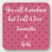 Personalisierte Getränkekasten mit rotem Herzen Getränkeuntersetzer (Vorderseite)